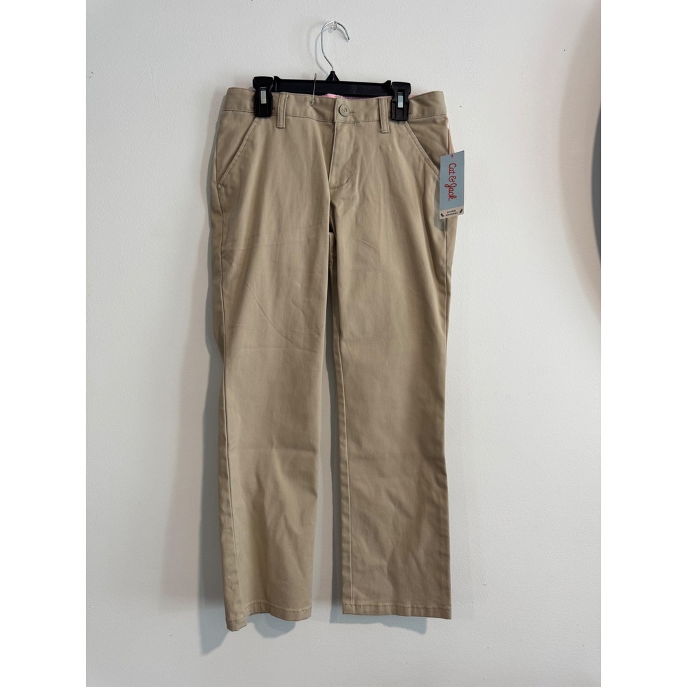 Cat & Jack School Uniform Chino Pants Girls 10 Plus Beige Straight Leg NWT